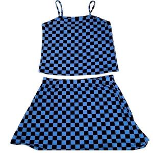 Forever 21 girl checkered skirt set 13/14